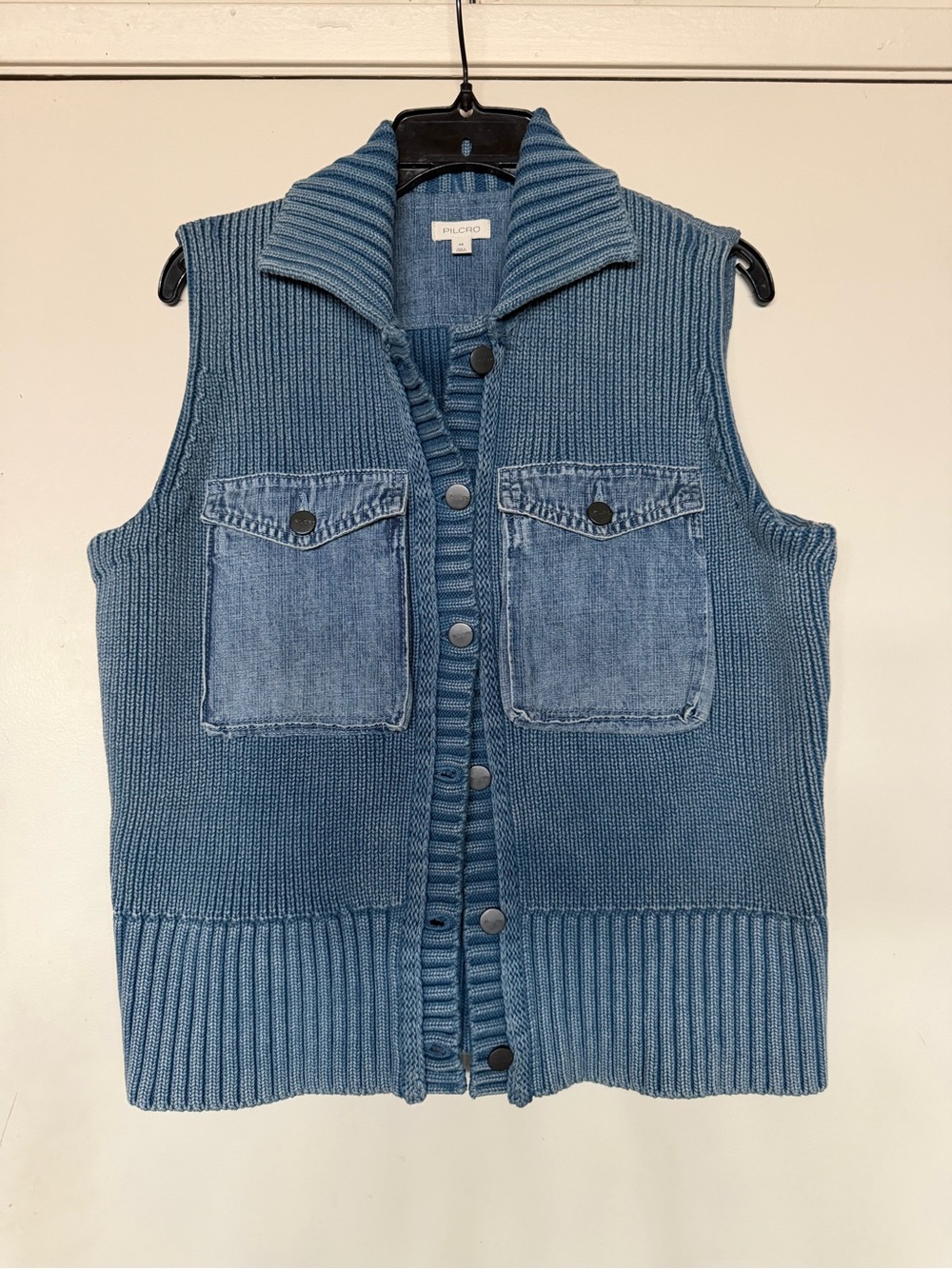 Pilcro Reworked Denim Collared Sweater Vest Size XS